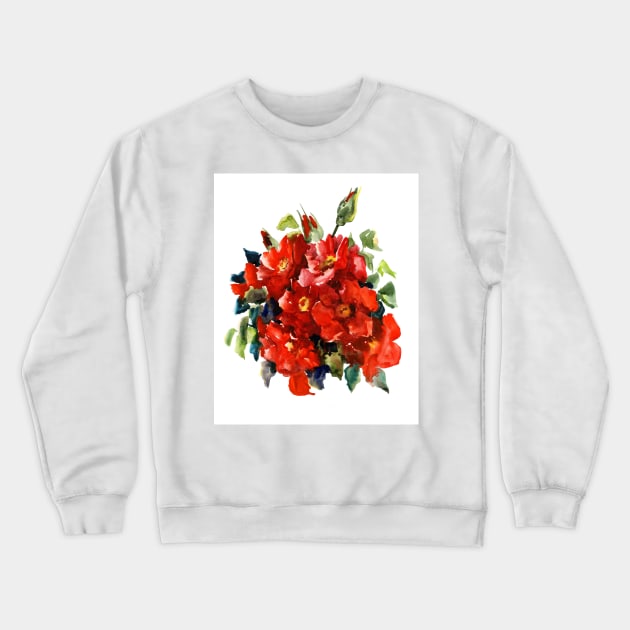 Red Garden Roses Crewneck Sweatshirt by surenart